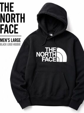 The North Face Men’s Large Black Logo Pullover Hoodie Fleece